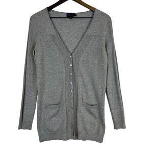 Faconnable 100% Merino Wool Lightweight VNeck Cardigan Sweater Gray - S